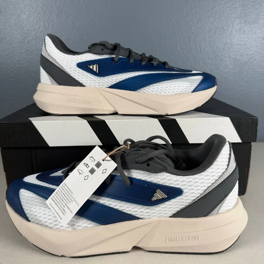 Adidas Lightblaze Mens Running Shoes White Blue Grey JS4254 Size 9‎ NEW